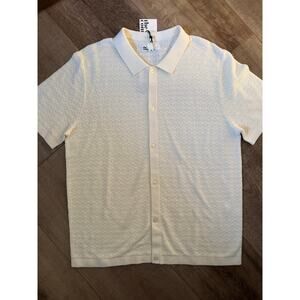 NWT The Commons Honeycomb Sweater Knit Shirt Off-White Size Men's Large‎